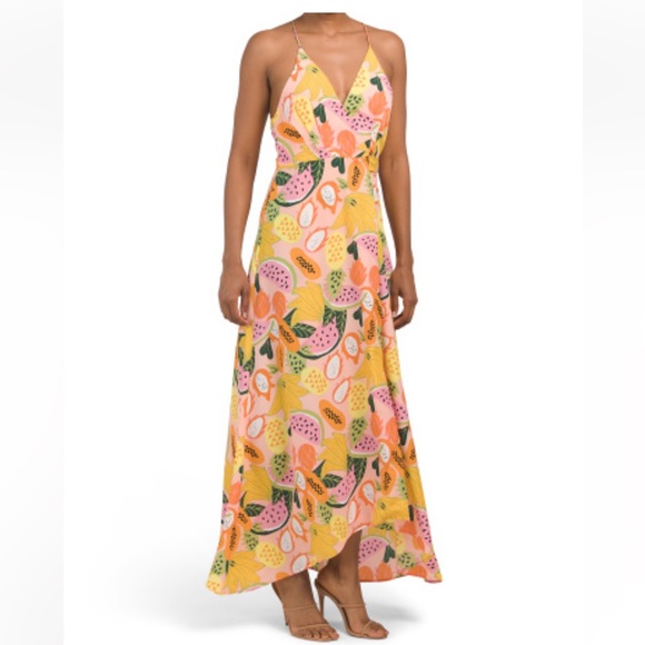 Hutch Dresses Hutch Watermelon Hilo Maxi Dress Tropical Fruit Wrap